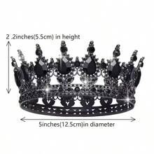 1件巴洛克风格新娘金色皇冠，水晶公主皇冠，高端生日/婚礼头饰，专为女性设计 - 彩色 - 查看 2