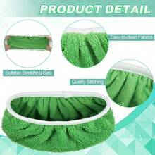 6/12 Pieces Of Reusable Ultra-Fine Fiber Green Mop Pad - Super Absorbent And With Elastic Band Design, Wet/Dry Cleaning Cloth, Suitable For Hardwood Flooring, Tile And Sub Adhesive Flooring, Can Be Installed With Standard Mop - green - 查看 4