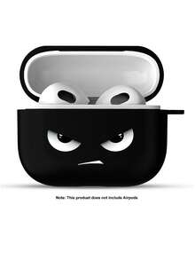 1个趣味愤怒卡通表情2D印花图案时尚百搭个性化耳机保护套，创意神秘风格，适合作为礼物送给女朋友、闺蜜、妻子、爱人、阿姨、老板、姐妹、情侣、同学、老师，生日/节日礼物，黑色哑光柔软全包覆式防尘防水保护套，兼容 2/3/4/PRO/PRO2/PRO3 - 黑色 - 查看 6