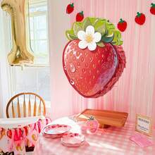 4pcs Strawberry Shaped Piñata Set, Strawberry Theme Piñata Suitable For Birthday Party, Party Decoration, Fun Decoration, Photo Props, Includes Bat And Blindfold, Confetti - Strawberry-shaped Piñata Set - View 5