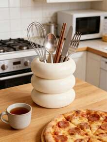 1 pieza/Set Estante de almacenamiento de utensilios de cocina estilo bohemio, lindo recipiente ondulado para encimera, organizador de cocina moderno y ahorrador de espacio, recipiente decorativo duradero, perfecto para almacenamiento y exhibición elegante en la cocina moderna - Multicolor - Ver 9