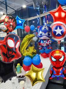 Marvel 5pcs Spider-Man Themed Aluminum Foil Balloon Set, Suitable For Birthday Party, Anniversary Celebration, Game Day, New Year Decoration, Holiday Party Decor And Photo Backdrop - 5PCS - View 10