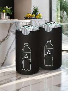 Extra Large Foldable Recycling Bin For Home - Cylindrical Open Top Design, Multi-Functional Storage Basket Suitable For Plastic Bottles, Space-Saving Foldable Organization, Easy To Clean, No Power Required, Home Recycling Bin - View 1