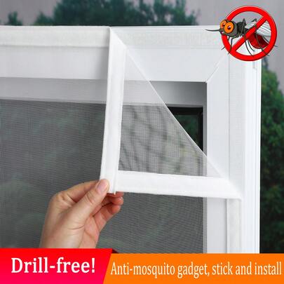 1 قطعة شاشة نافذة من الشبك الأبيض، شبكة مانعة للبعوض والغبار ذاتية اللصق، سهلة التركيب