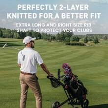 FINGER TEN Pom Golf Head Covers 1 Pack For Driver Fairway Hybrid, Stylish Colors Options Pom Stripes Pattern With Long Neck Design & Interchangeable Number Tag For Easy To Identify - Multicolor - View 6