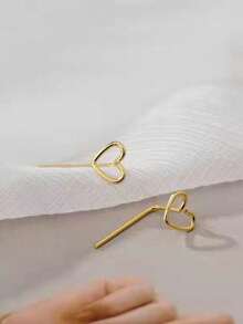 1 par de pendientes con forma de corazón minimalistas y personalizados, versátiles para uso diario y festivo para mujeres - Amar - Ver 3