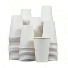 100/50/20/10 Pcs 9oz Paper Coffee Cups, Water Cups, Beverage Cups, Milk Cups, Juice Cups, Suitable For Hot & Cold Drinks, White Paper Cups, Applicable For Office, Party, Picnic, Travel And Various Events - White - View 8