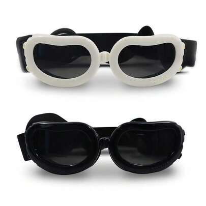 2 Pieces Small Dog Goggles, Dog Sunglasses, UV Protection, Dog Sunglasses For Cats, Puppies (White, Black)