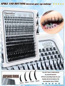 Queenice 297PCS DIY Spiky Lash Cluster Set, Bottom Lashes + Spiky Style + 80D/100D Individual Lash Clusters, Three Styles Of Voluminous Lash Clusters, Spiky Individual Lash Clusters, Ideal For Daily Eye Makeup And Holiday Gifting - 黑色 - 查看 3