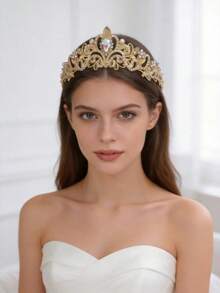 1pc Elegant Women's Crystal Crown Hair Accessory, Princess Graceful Crown Bridal Wedding Party Birthday Headpiece - Color - View 2