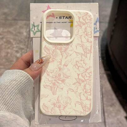 1pc TPU Material Spring Vintage Pink Flower Pattern Phone Case Suitable Compatible With Iphone 17 Pro Max/17/16 Pro Max/15/13/12/11, S20 FE/A15/S24/A55, Note 11/Note 12/Note 13 Pro, Full Coverage Anti-Drop Soft Protective Phone Cover