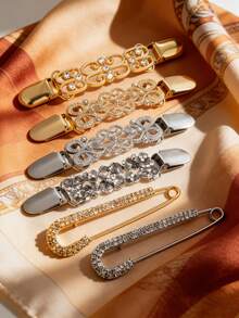 1/3/6件装复古连衣裙束腰夹毛衣开衫披肩夹复古开衫领夹腰后束腰夹女士女孩胸针夹，无需电池，围巾，沙滩，假日 - 彩色 - 查看 10