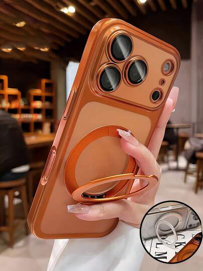 1pc Luxury Matte Electroplated 360° Magnetic Phone Case, Suitable For IPhone 17 Pro Max, 17 Pro, 17 Air, 17, 16, 15, 14, 13 Pro Max, With Camera Lens Protection And Shock-Absorbing Function