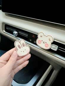 Cute Cartoon Bear & Rabbit Car Air Vent Clip, Creative Holiday Small Gift - A - View 1