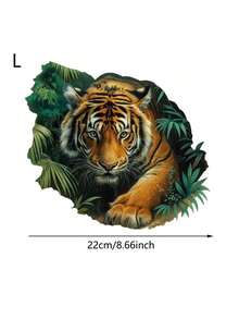 1pc/2pcs/3pcs Jungle Tiger DIY Heat Transfer Stickers, Suitable For T-Shirts, Hoodies, Jeans, Canvas Bags And Other Handmade Clothing, Jungle Theme, Animal Print, Durable Adhesive, Heat-Resistant Material, Decorative Stickers, Clothing Decoration, Craft Hobby, Fashion DIY Enthusiasts - L - View 2