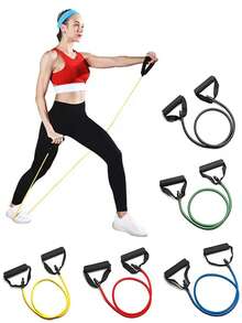 5级阻力带带手柄，力量训练管，瑜伽拉绳，健身房健身弹力带 - 彩色 - 查看 9