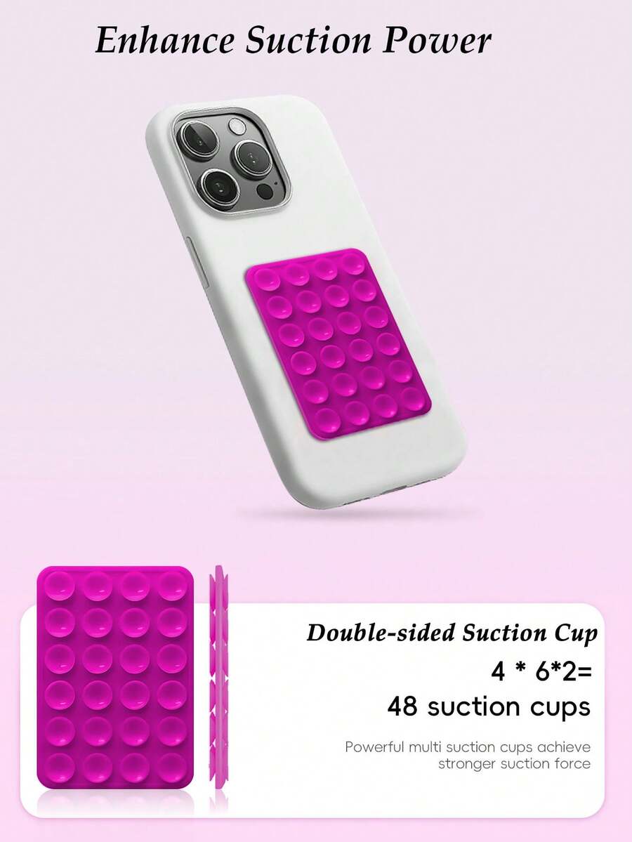 This Phone Holder Features A 48-Cup Double-Sided Suction Cup Design, Is Waterproof And Supports 360-Degree Rotation, Suitable For Bathroom Walls, Glass Mirrors, Vanity Surfaces And Various Smooth Wall Surfaces, Not Suitable For Rough Surfaces, Compatible With All Phones