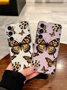 蝴蝶彩绘透明极简时尚创意防震手机壳，兼容 17/17Pro/17ProMax、16/11/16Pro/16Plus/16ProMax/16E/15ProMax/13/14/12/XS/XR/7G/8P、Galaxy S25/S25Plus/S25 Ultra、A16/A36/A26/A56/A50/A12/A32、S26/S26Plus - 彩色 - 查看 7