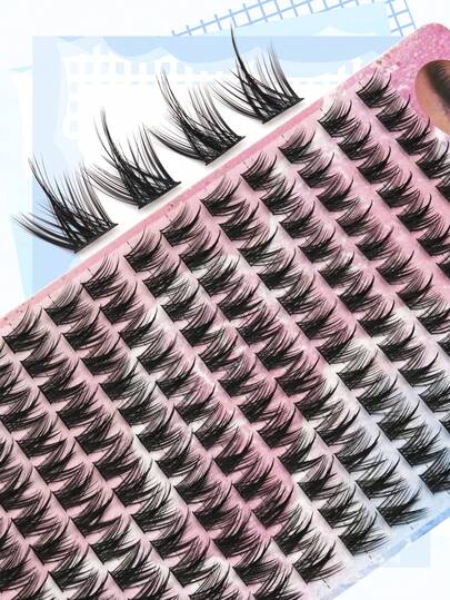 156pcs Fluffy Eyelash Clusters, Thick Eyelash Clusters, DIY Eyelash Clusters, Individual Lashes, Extra Thick & Long Eyelash Clusters, Curled Individual Lashes, Slim & Long Lashes, Cartoon Style Long Lashes, Suitable For Beginners For Home Use, Super Thick False Lashes, Suitable For Various Occasions Like Weddings And Galas, Can Be Freely DIY