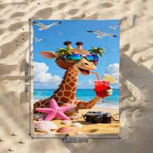 Toalha de praia de verão com estampa de girafa (1 unidade), manta de praia extragrande em microfibra supermacia, toalha de banho altamente absorvente, ideal para viagens, piscina, mergulho, surfe, ioga e camping. Disponível em vários tamanhos. Acessórios de praia. - E - Ver 15