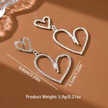 1 Pair Versatile Elegant Sparkling Crystal Heart Pendant Design Earrings, Suitable As Eid Gift, Wedding Party And Daily Wear For Women - Heart Earrings - View 2