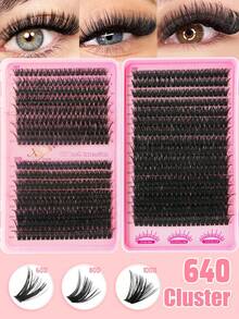 200/640pcs False Eyelashes Set, 10D/20D/30D/40D/50D/60D/80D/100D Mixed Synthetic Short Mink Lashes, 0.07mm Curl, 8-18mm Length, Including Natural Style Lashes & 3D Russian Volume Lashes, Suitable For Beginners, Reusable, Household Essential, Packaged Eyelashes, Individual Lashes - D - View 8