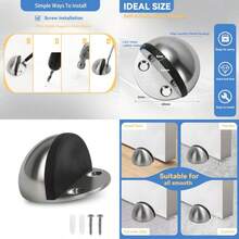 Floor Mounted Door Stops Stainless Steel Door Stoppers For Floor Floor Door Stop Mounted Half Moon With Screws For Hard Floor Concrete Floor Silver 1 Pcs - Silver 1 Pcs - View 1