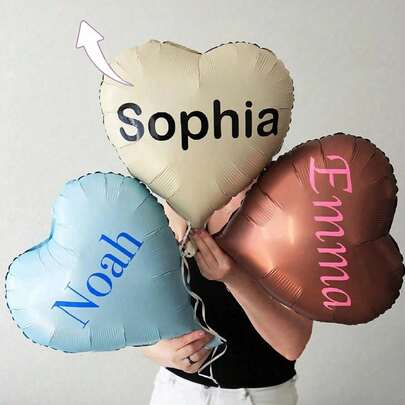 1pc Customizable Matte Foil Heart Balloon, Personalized Name, Elegant Heart Balloon, Valentine's Day Balloon, Personalized Birthday Balloon, Custom Balloon, Self-Designed Balloon, High Quality, Cute, Fashionable, Customized, Unique, Personalized, Ideal Gift For Him, Ideal Gift For Friends, Valentine's Day Gift, Anniversary, Birthday, Housewarming, Valentine's Day, Graduation, Kitchen, Dining Room, Bedroom, Office, Living Room, Home, Garden, Tea Room, Create A Warm Atmosphere
