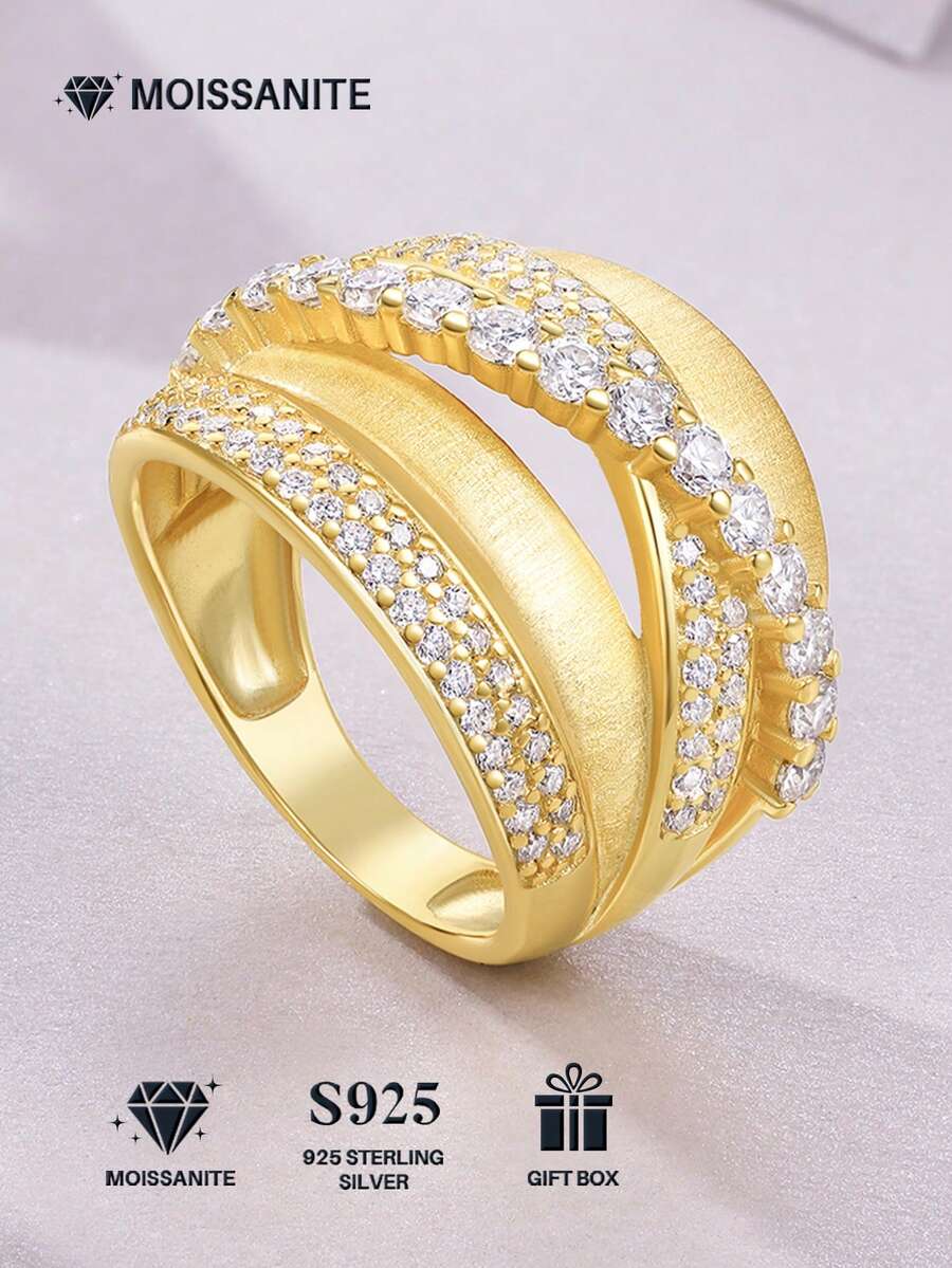 S925 Sterling Silver Moissanite Ring, Hypoallergenic, Elegant Jewelry For Women, Suitable For Wedding, Engagement, Party, Anniversary, Birthday, Daily Wear