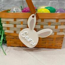 Personalized Easter Beige Bunny Basket Tags, Easter Bunny Tags, Personalized Bunny Ears Name Tags, Custom Holiday Pendant Decorative Nameplates, Beige Bunny Hanging Ornaments, Acrylic Easter Bunny Decorations - Multicolor - View 8