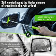 Retractable Car Side Mirror Wiper Set With Microfiber Cleaning Cloth - Extendable Rearview Mirror & Glass Wiper, Portable Cleaning Tool For Car Interior/Exterior In Rain & Fog - A - View 10