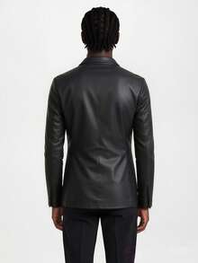 Men's PU Jacket, Lightweight Business Casual Jacket For Spring & Autumn - Black - View 2