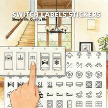 800pcs Self-Adhesive Switch Labels | High Quality Paper, Semi-Glossy, Embroidered, Geometric Pattern, Suitable For Lights, Fans, Heaters, Bedroom, Bathroom, Kitchen, Garage, Laundry Room, Disposable - Multicolor - View 2