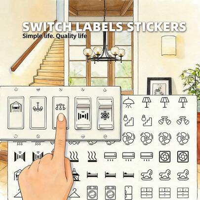 800 ملصق لاصق للمفاتيح | ورق عالي الجودة، نصف لامع، مطرز، بنمط هندسي، مناسب للأضواء والمراوح والسخانات والغرف والحمامات والمطابخ والمرائب وغرف الغسيل، قابل للتخلص منه