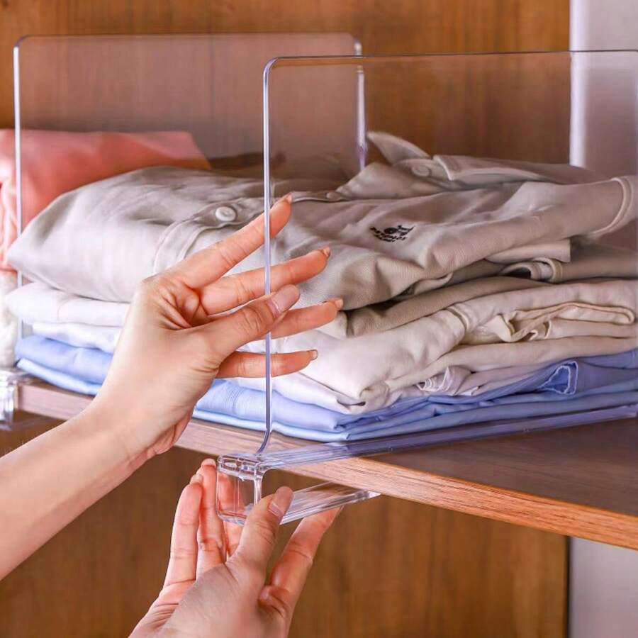 Transparent Acrylic Shelf Divider, Closet Organizer, Cabinet Partition, Office File Separator, Bookshelf Divider, Wardrobe Clothes Organizer, Sturdy And Practical Shelf Divider