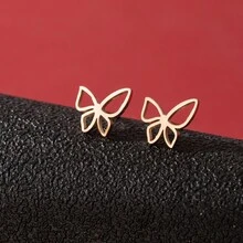 Một đôi bông tai hình bướm rỗng dễ thương bằng thép không gỉ, đơn giản và đa năng, phù hợp cho mọi dịp. Đây là phụ kiện thời trang dành cho phái nữ. Hoàn hảo cho một bữa tiệc bình thường, trang sức cho Giáng sinh hoặc Ngày Valentine. - GED799 - Xem 5