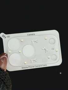 Miếng dán bảo vệ ống kính camera trong suốt hình nơ 3D dễ thương, tương thích với iPhone 17 Pro Max 17Pro, quà tặng mùa xuân cho các bữa tiệc. - nơ trắng - Xem 4