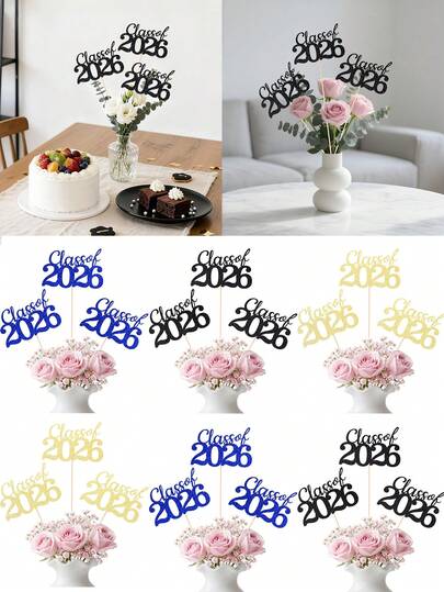 2026 Graduation Party Vase Inserts, Black, Blue, Gold 2026 Graduation Class Desktop Centerpiece Decorations, Graduation Party Decorations With Stands, 2026 Graduation Party Supplies For Desktop Decor, Photography Props, Graduation Wishes, Graduation Gifts, DIY Vase Inserts
