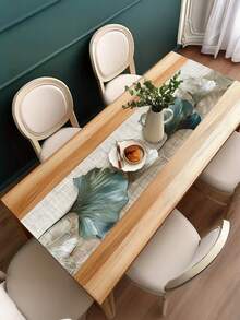1 peça de presente para o Dia das Mães, toalha de mesa para cozinha, decoração de mesa, utensílios de mesa, toalha de mesa, decoração para mesa de café e chá, com elegante estampa de folha de ginkgo, ideal para o Dia de Ação de Graças e Ano Novo. - Verde - Ver 5