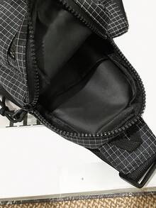 TIANDINGYU 时尚胸包，男女通用，简约小包，酷炫格纹手机袋，休闲街头风迷你腰包，运动骑行手机零钱包，节日礼物 - 彩色 - 查看 13