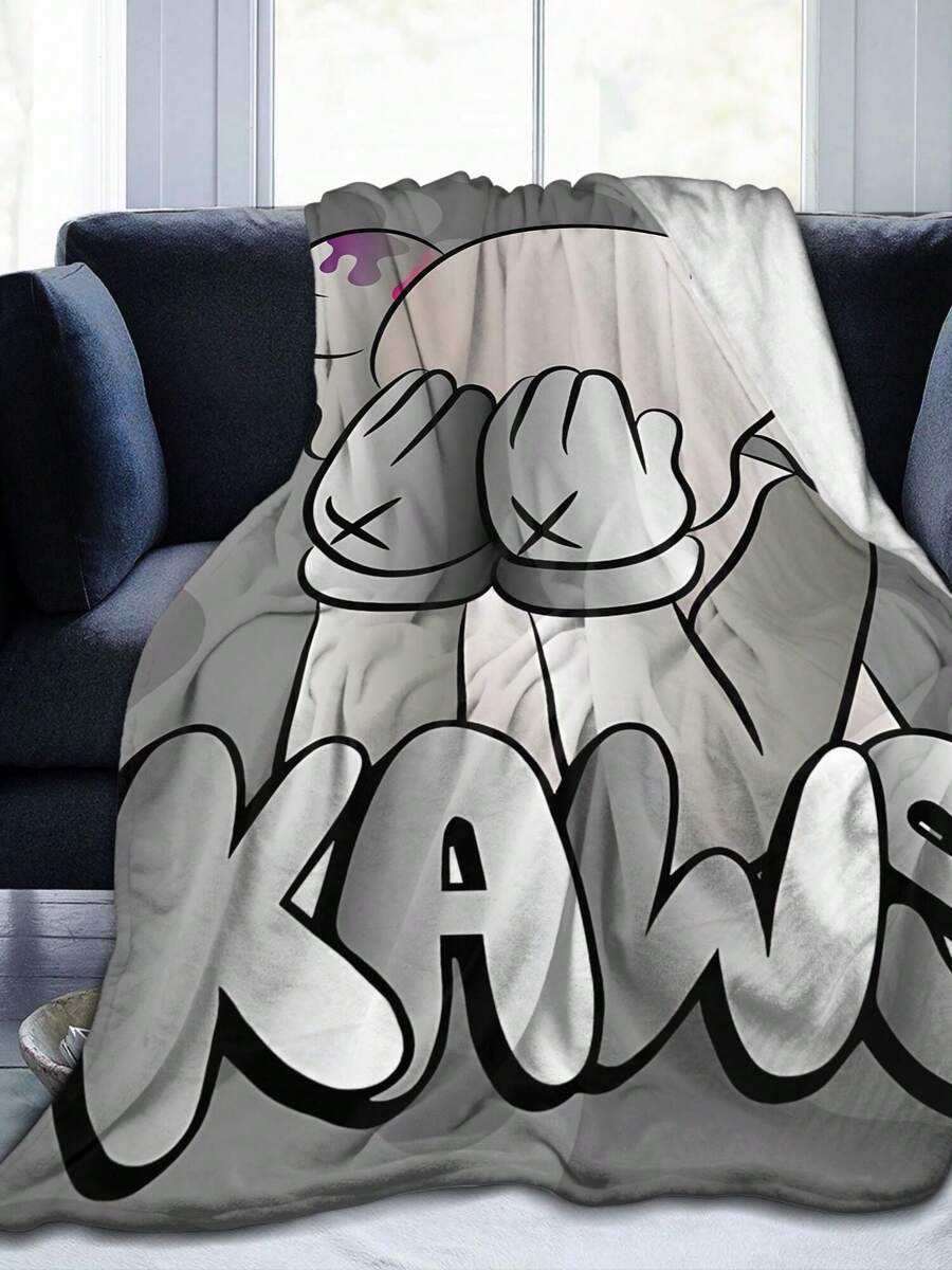 Kawss Kawaii Kaw Blanket Luxury Anime Flannel Blanket - Ultra Soft Cartoon Print, The Perfect Gift For Any Occasion, Christmas, Birthday, For Home, Camping & Travel Use - 黑色 - 查看 1