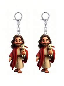 2D亚克力宗教钥匙扣，信仰主题亚克力钥匙扣，宗教人物吊坠，灵性羔羊钥匙扣，扁平亚克力钥匙扣，可爱人物抱着羔羊设计，为钥匙、包包或背包增添意义非凡且时尚的装饰。非常适合宗教信徒，生日礼物，妇女节礼物，毕业周年纪念礼物，婚礼季礼物，新娘纪念品。 - 彩色 - 查看 14