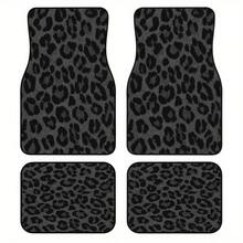 4-Piece Leopard Print Car Floor Mats - Black & Animal Pattern, Durable Polyester Material, Easy-To-Clean Surface, Suitable For Home & Road Trips, Stylish Interior & A Gift For Friends, Car Floor Mats, Essential For Road Trips, Leopard Print Design - Multicolor - View 3