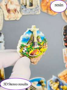 1 pièce Aimant de réfrigérateur en résine 3D avec scène du Brésil, danseuse de carnaval, statue du Christ à Rio. Souvenir de voyage créatif et populaire. Décoration de maison et cuisine, artisanat, cadeau de festival - Taille Unique - Voir 9
