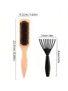 1支无香型专业美发梳/胡须梳，渐变推夹清洁梳，平滑背面扁平工具，适用于粗细发质，非常适合浴室使用、头皮按摩、返校、旅行和日常生活，是馈赠亲朋好友的理想节日礼物。美发造型套装，美发工具套装，家居美发配件 - 彩色 - 查看 2