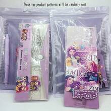 Huntes Group High-Value Stationery Set, Cartoon Student Stationery Set With 4pcs Ruler With Clear Markings, 1pc Cartoon Brooch Pin, 1pc Purple Retractable Gel Pen (Quick-Drying) - Multicolor - View 7