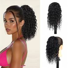 Ponytail Extension 14 Inch Synthetic Deep Wave Drawstring Ponytail For Women Short Wavy Curly Fluffy Ponytail For Daily Use - Multicolor - View 7