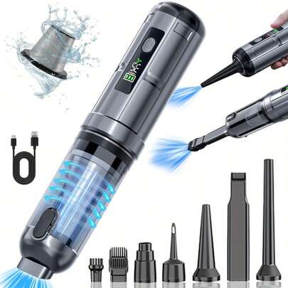 Aspiradora de tubo recto de mano con función de soplador de aire, 3 en 1 de succión/soplado/carga, 15 kPa de potencia para uso en seco/húmedo en coche, hogar, oficina y mascotas. Incluye boquillas multiusos. 11.1V 2000Mah