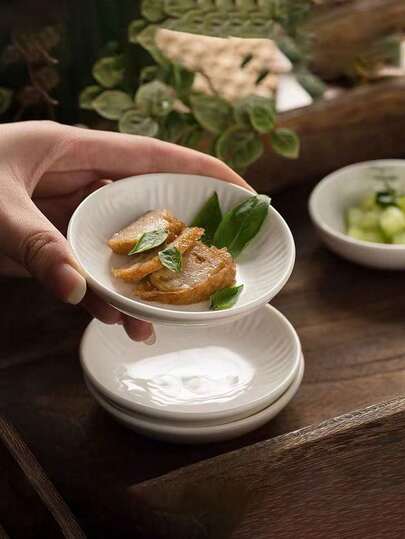 2pcs Ceramic Dipping Sauce Dishes, Household Seasoning Plates, Restaurant Hotpot Oil Dish, Mustard Soy Sauce Dish, High-End Commercial Plates