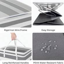 Large 2-Pack Laundry Baskets, Waterproof, Freestanding, With Reinforced Handles, Suitable For Laundry Rooms, Dormitories, Bathrooms, Bedrooms (Grey, 75cm Long X 2) - 查看 6